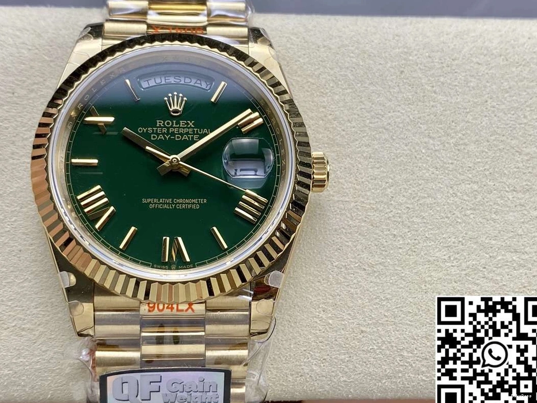 M228238-0061 Rolex Green Day QF Factory Steel v5 Dial Tungsten Date 0103